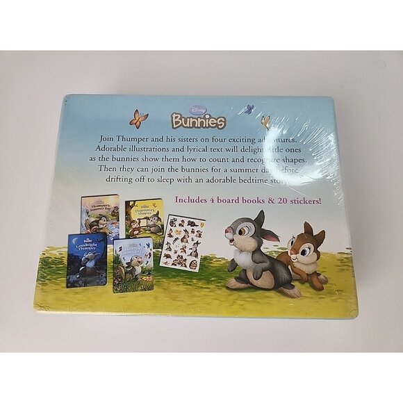 2009 Disney Bunnies Fun With Thumper 4 Board Books Stickers Sealed First Edition - Picture 4 of 4